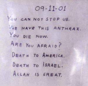 anthrax-letter October 2001 U.S. Anthrax letter